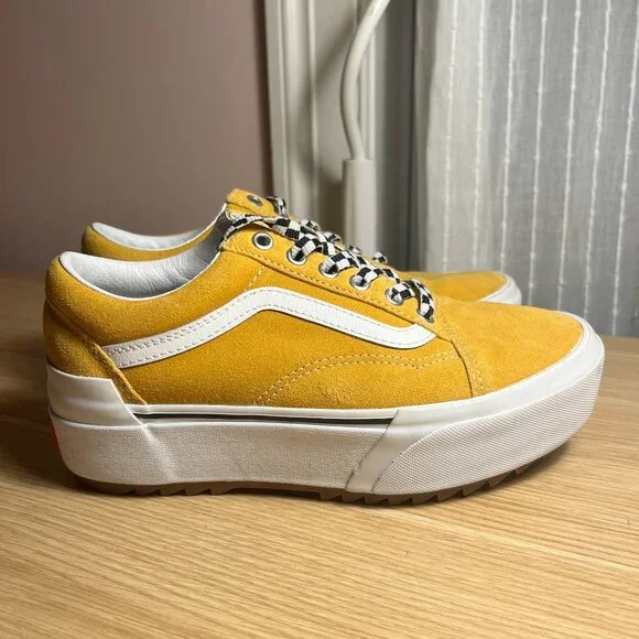 Vans Old Skool Stacked Platform Shoe Sneaker Golden Yellow Womens Size 7.5 - Picture 1 of 6